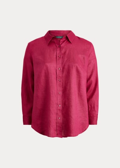 Camisa Ralph Lauren Mujer Fucsia Claro - Linen - GXUTR7952